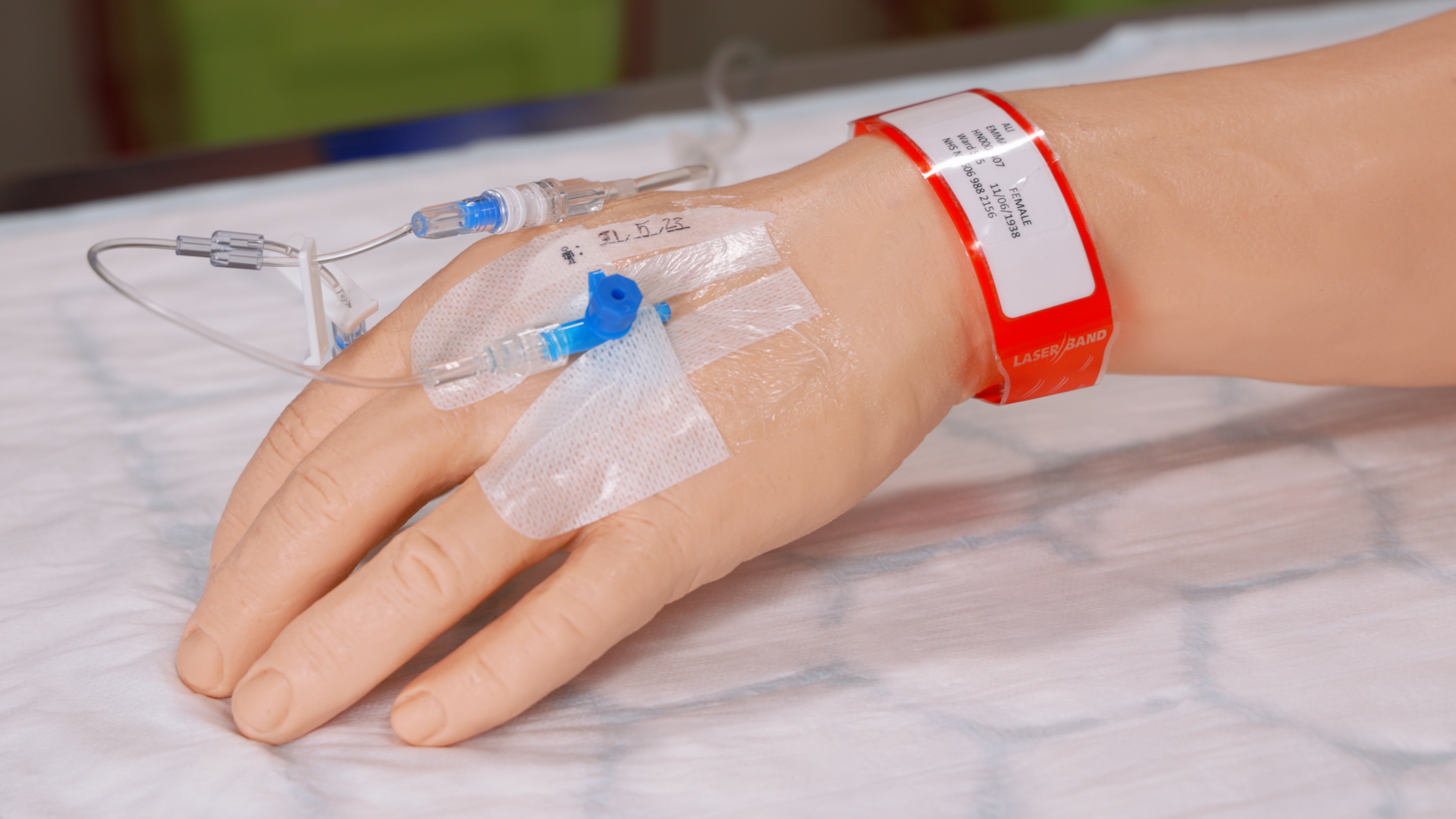 Cannulation being demonstrated on a part task trainer Cannulation being demonstrated on a part task trainer